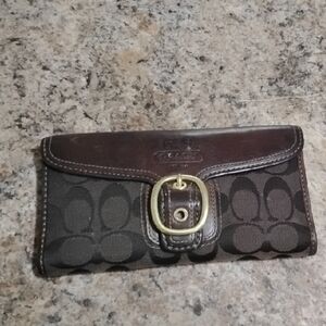 Coach Signature Wallet with Gold Buckle